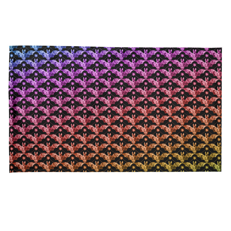 Serviette de thé floral, Polyester sergé, Rouge / Mauve