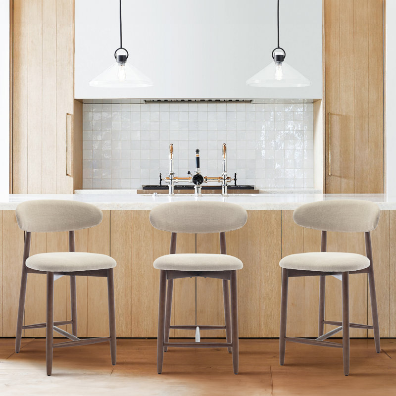 Upholstered 25'' Counter Stool with Solid Wood Frame