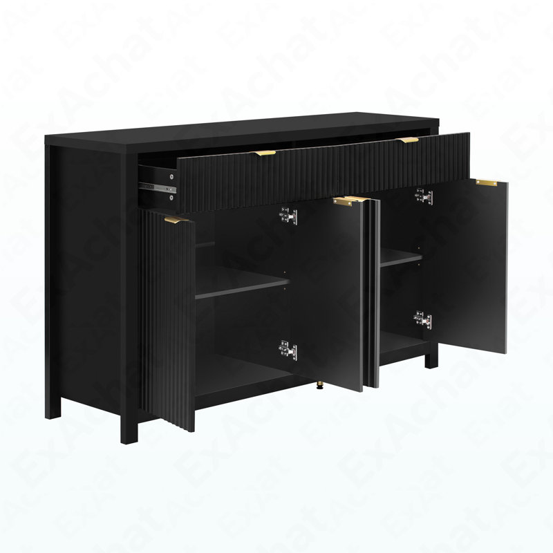 Buffet moderne en bois aggloméré de 55,1 po Buffet, Noir