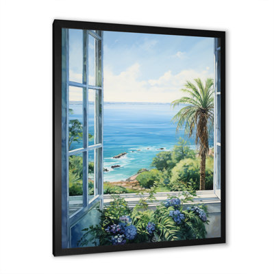 «Tropical Windows To The Beach I» - art mural de fenêtres côtières