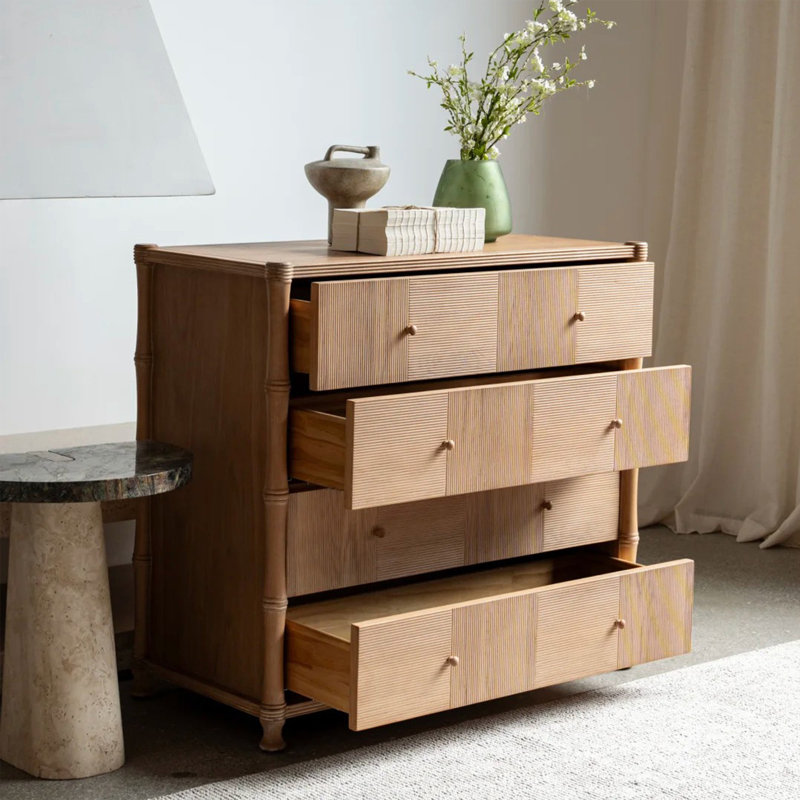 Commode sculptée Margrit, Marron clair