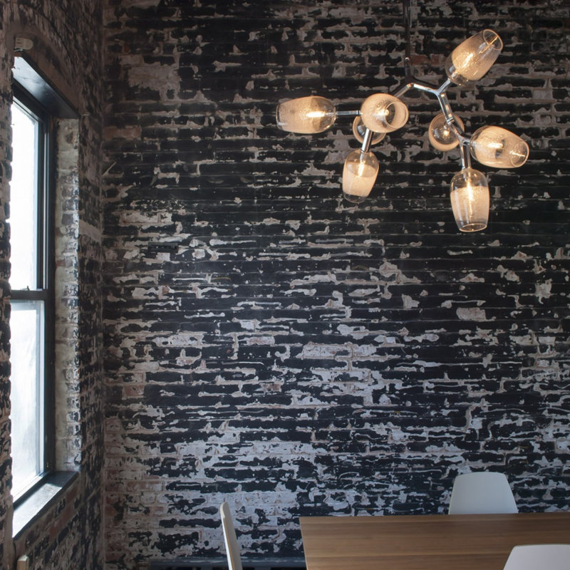 Lustre modulaire en bois clair Cleidy, Bronze, H 40 po x l 56 po x P 42 po, Bleu foncé