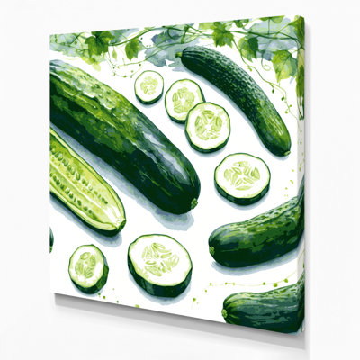 Art mural sur toile, légumes et concombre anglais beige