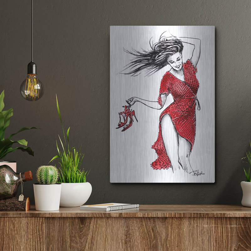 «Scarlet Days» par Loui Jover, art mural en métal, H 16 po x l 12 po