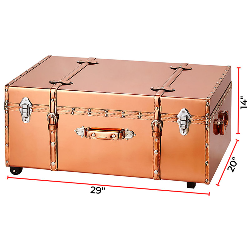 Texture Brand Designer Trunk with Wheels - Metallic, Copper
