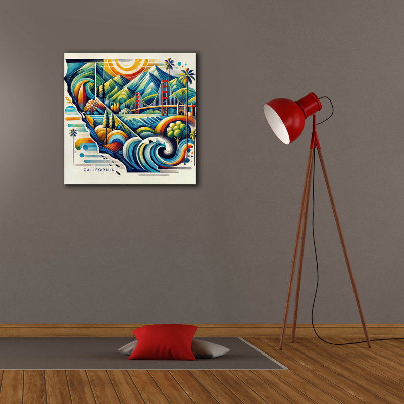«California Abstract» par Rey Klimt, art mural sur toile, H 26 po x l 26 po x P 1,5 po