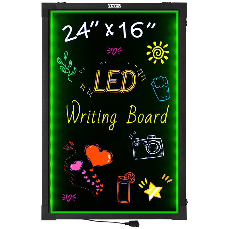 Tableau lumineux à DEL effaçable à effacer 16 po x 12 po VEVOR, L 24 po x L 16 po