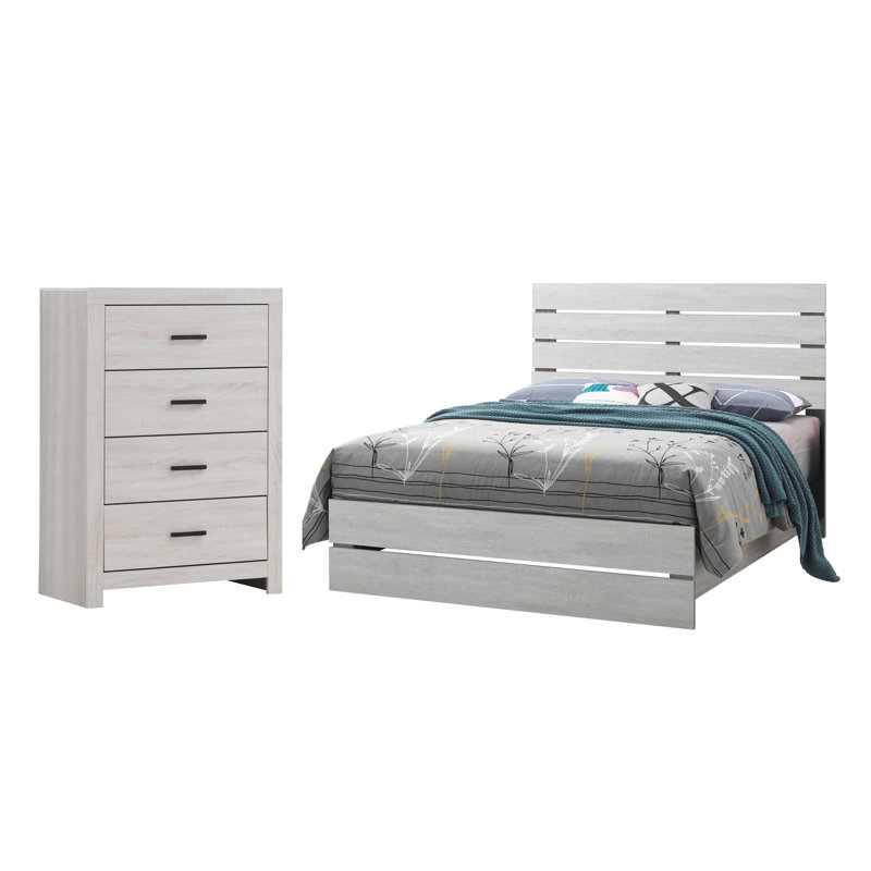 Ensemble de chambre à coucher avec commode 2 pièces Eunice, Chêne baril, Grand
