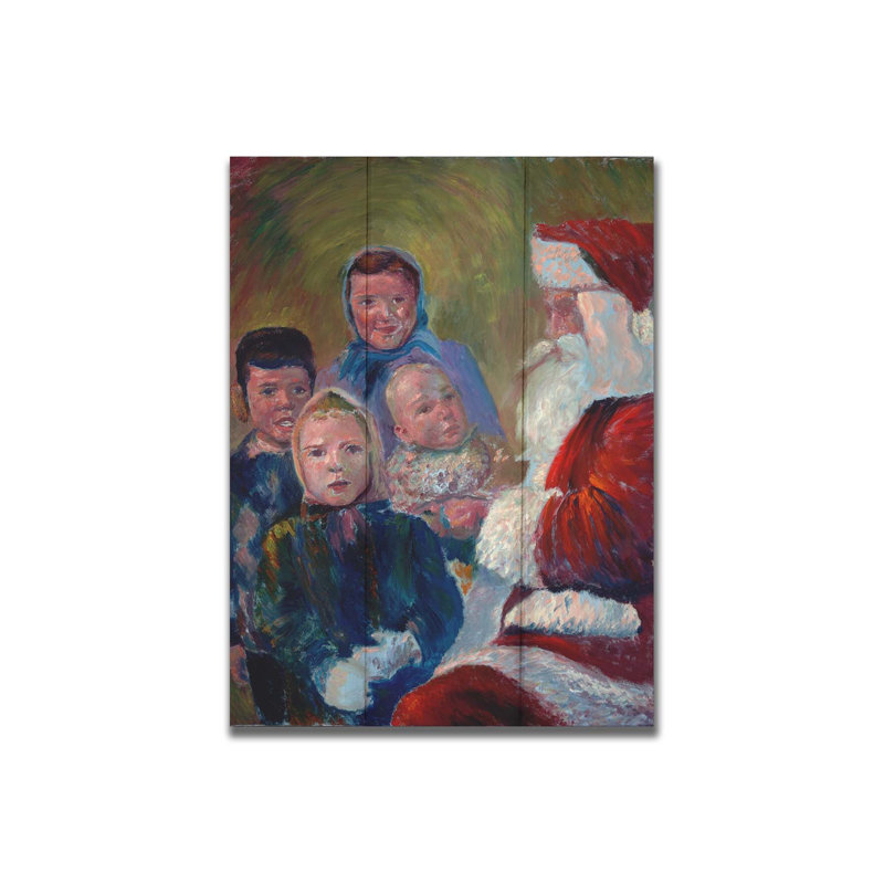 Santa's Here par Robert Blehert, Bois, H 12 po x l 9 po x P 1 po, Pas de tapis