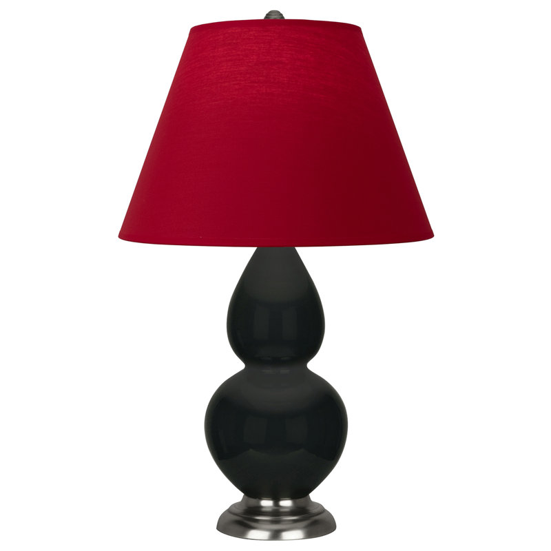 Petite lampe d'appoint à double gourde, Noir mat / argent antique, Bleu marine/gris