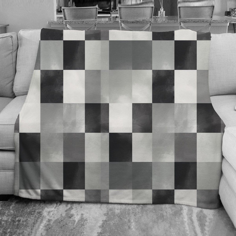 Checkered Modern Tartan Fleece Blanket, Twin
