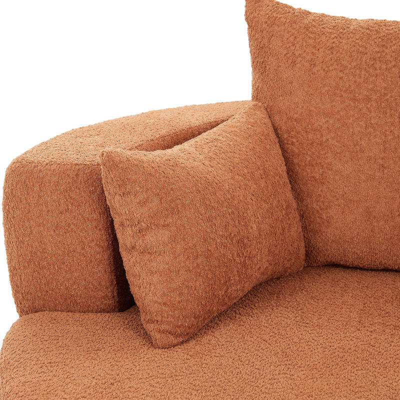 Fauteuil pivotant à 360 degrés - rouge orangé, sièges spacieux, chenille, coussins amovibles pour la vie, la chambre à coucher, utilisation de bureau 360 avec profondeur de siège en tissu d'ameublement en chenille, coussins, salon élégant, bureau,