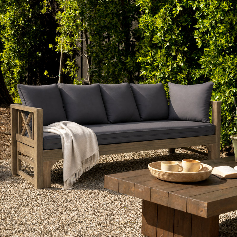 Canapé de patio avec coussins Kamita, Gris / Gris foncé, Gris