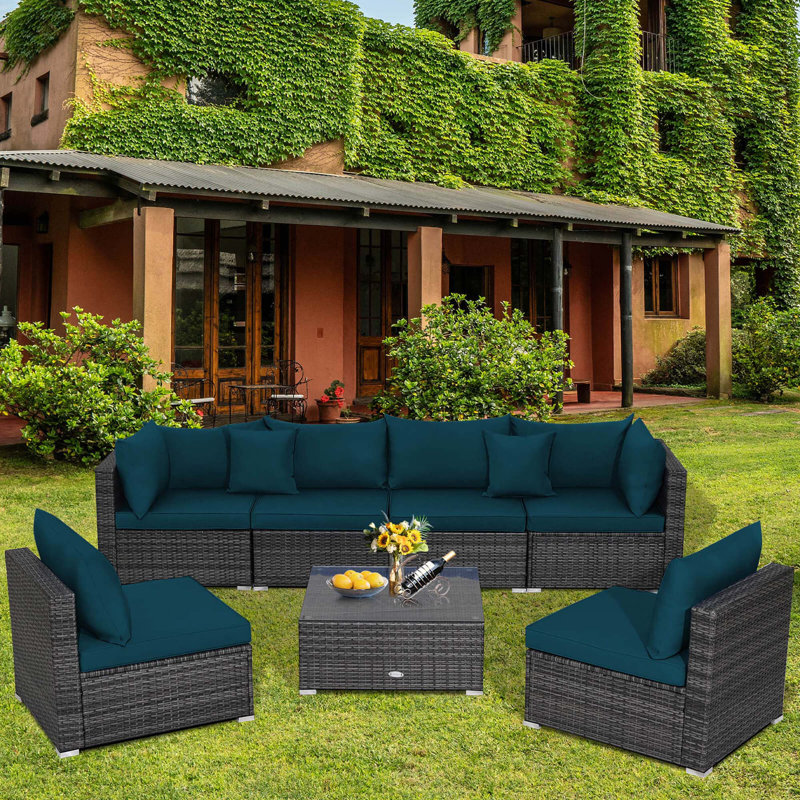  Ensemble de canapé modulaire avec coussins 7 pièces
