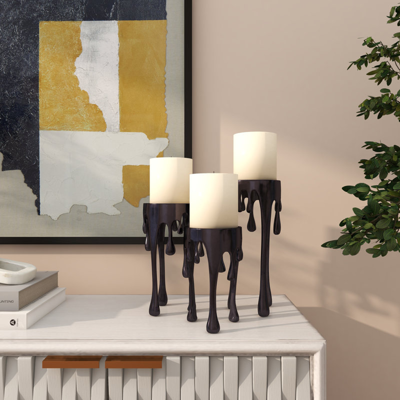 Moderna 11.80'' H Aluminum Tabletop Candlestick, Black