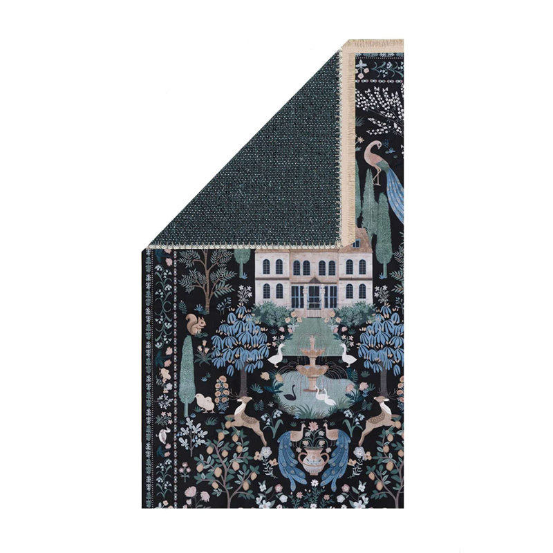 Dark Estate Scene Botanical Area Rug