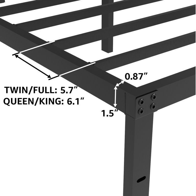 14'' Metal Platform Bedframe With Headboard Compatible No Box Spring Needed, Full