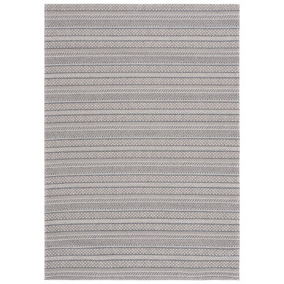 Tapis rayé en coton gris / taupe Martha Stewart