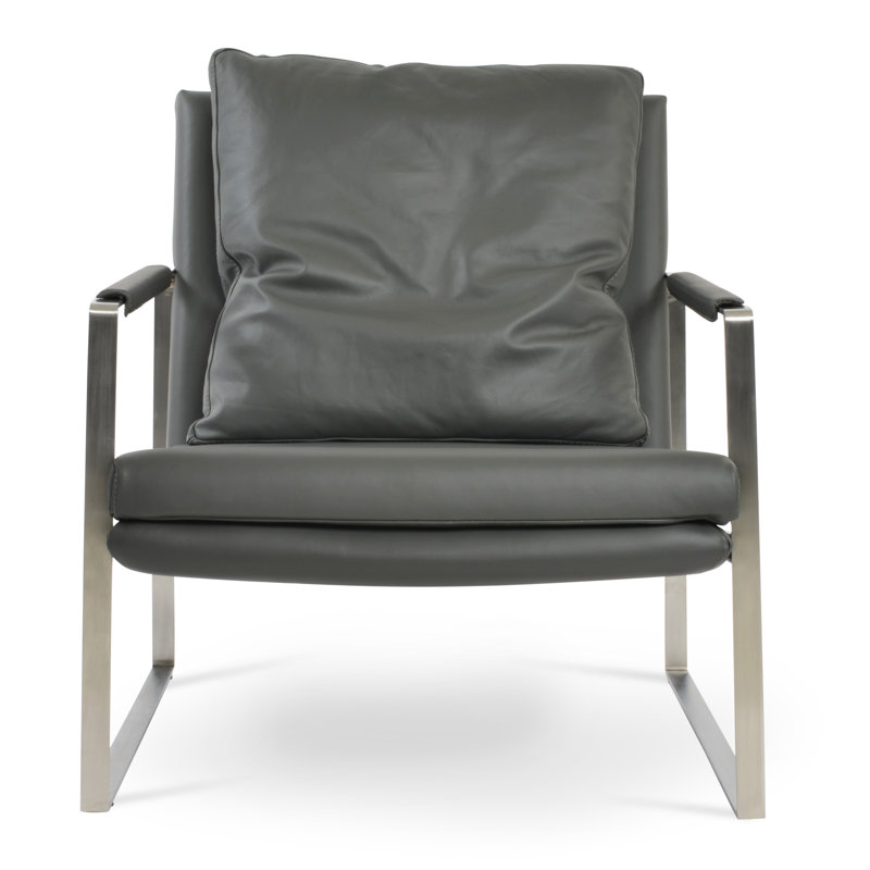 Fauteuil Zara, Cuir gris