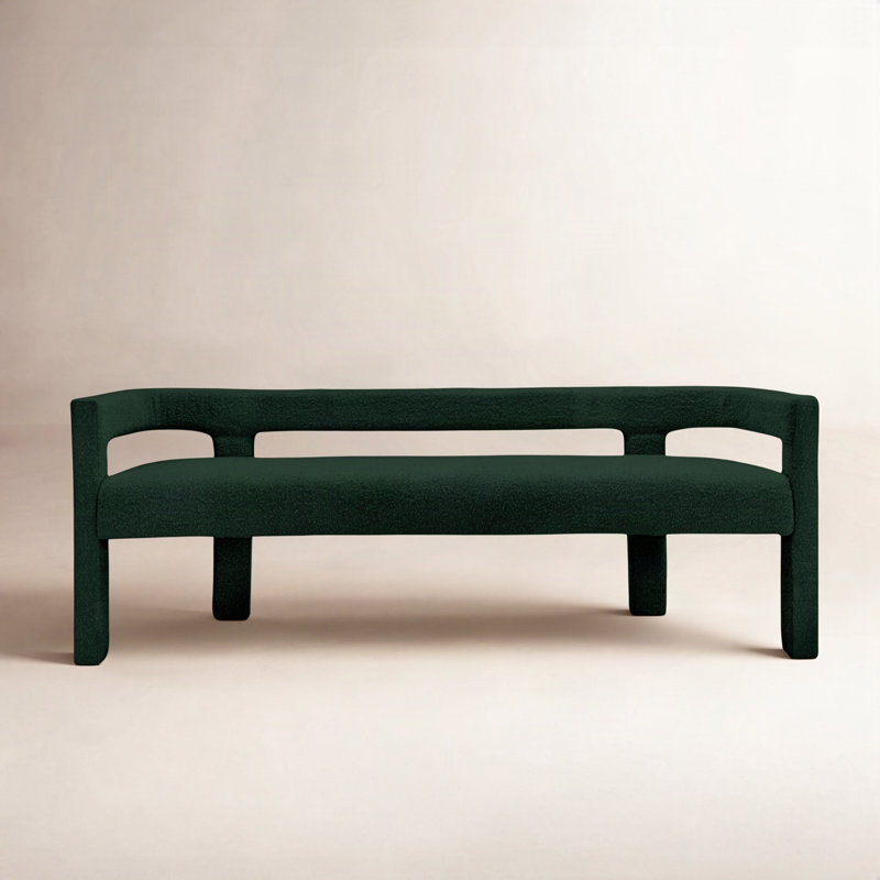 Banc en cèdre 67 po Cedernier, Tissu bouclé vert