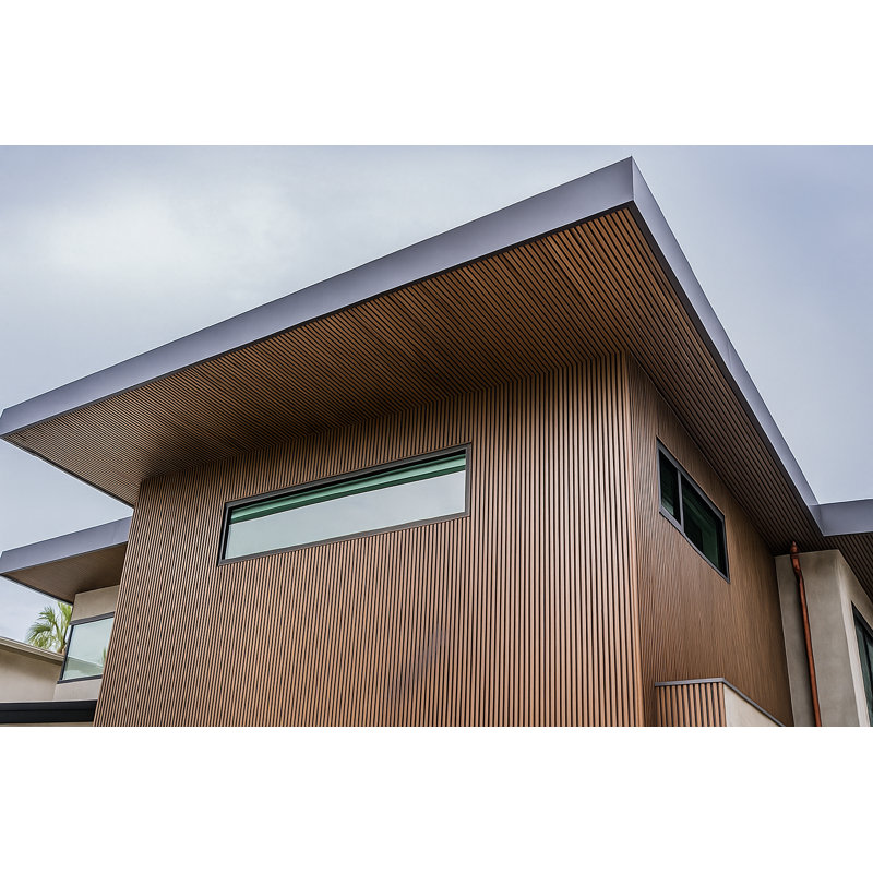 106” x 8.5” Outdoor Composite Cladding Siding, Wall Paneling Board Siding System, Weatherproof and UV-Resistant, Brown
