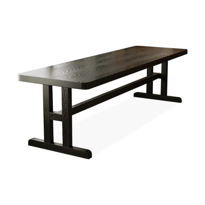 Bureau d'écriture rectangulaire en bois massif noir, H 29,53 po x l 94,49 po x P 27,56 po