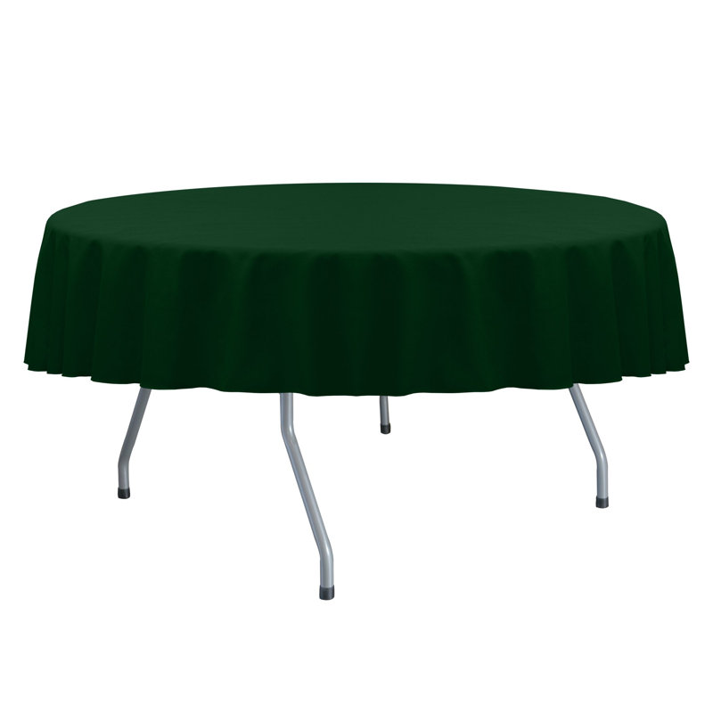 Yasser Khalil Solid Color Round Tablecloth, 96'' x 96'', Hunter Green, 1