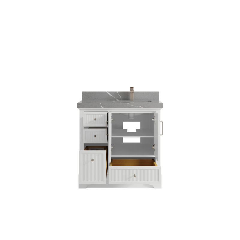 Meuble-lavabo simple 36 po avec plateau en quartz Alys