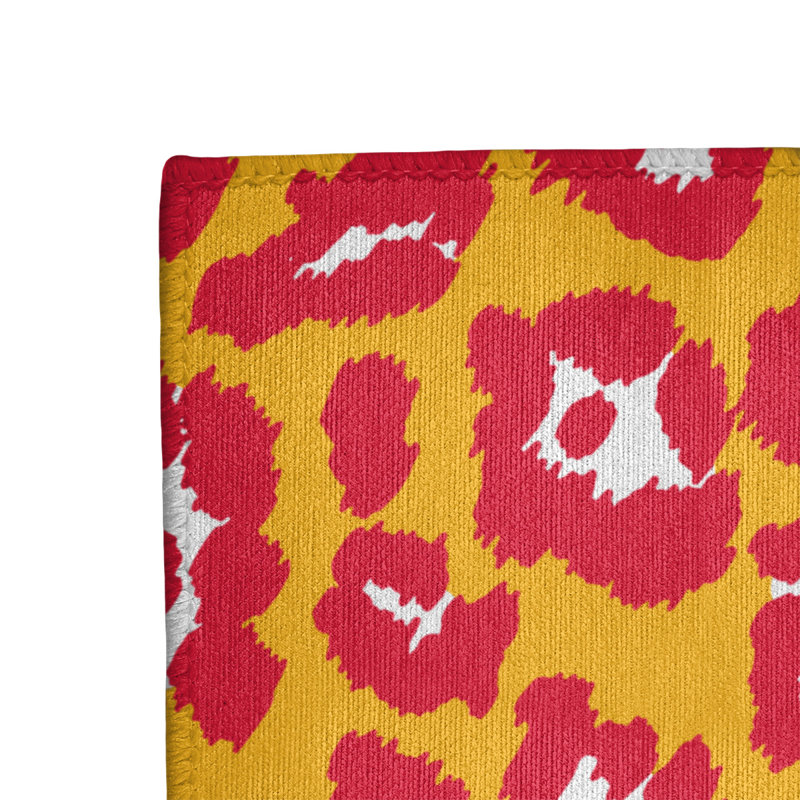 Tapis jaune / rouge / blanc à imprimé animal, Rectangle 4 pi x 6 pi
