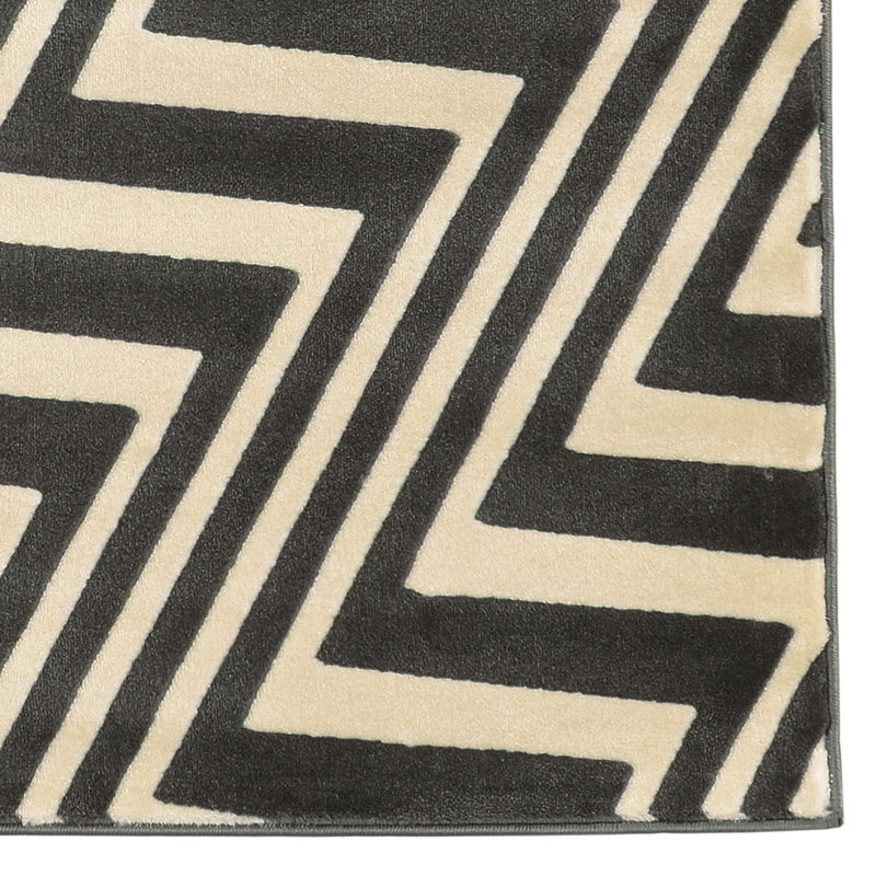 Jalise Geometric Charcoal/Grey Area Rug, 5' x 7'