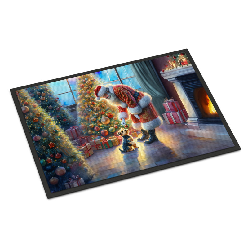 Paillasson terrier australien et père Noël, L 24 po x L 36 po