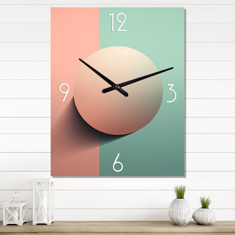 Minimaliste rétro géométrique en rose V - Très grandes horloges murales géométriques modernes, Grand