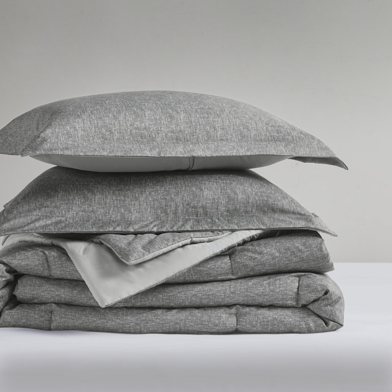 Camden Chambray Cozy Comforter Set, Twin/Twin XL Comforter + 1 Standard Sham, Gray