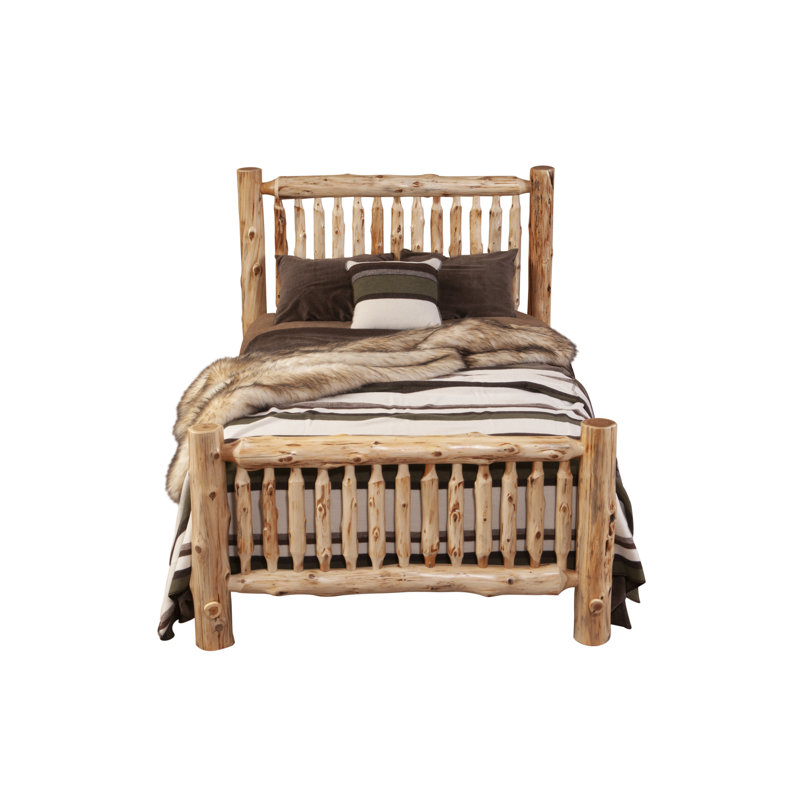 Fireside Lodge Cedar Log Small Spindle Bed - Queen - Vintage, Queen, Vintage Finish