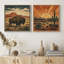 Southwest Desert Buffalo and Sun Landscape-132225680-132225681