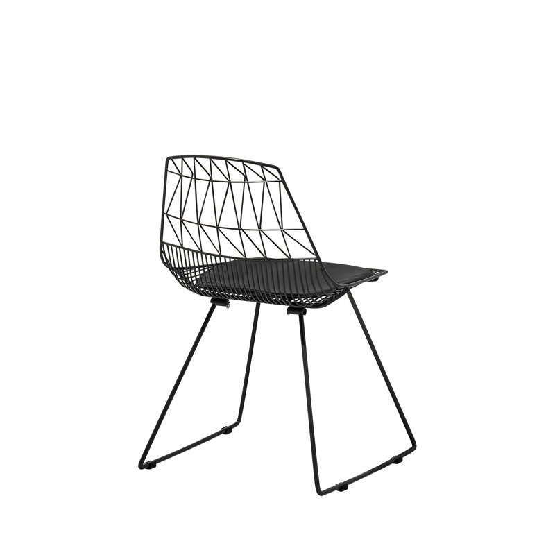 Lacroix 46cm H Polyester Blend Upholstered Metal Slat Back Side Chair, Black