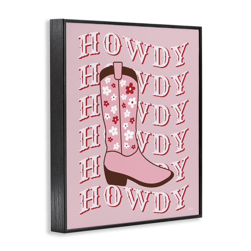 Howdy Pastel Cowgirl Boot, art de la giclée encadrée par Natalie Carpentieri, Giclée encadrée noir minuit, H 30 po x l 24 po