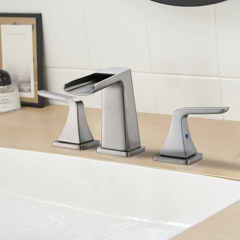 Widespread 2-handle Bathroom Faucet with Drain Assembly, Brushed Nickel