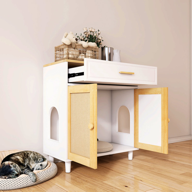 Armoire de rangement avec porte à griffer en sisal