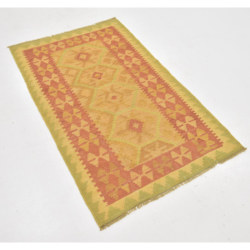 Tapis intérieur en laine 3 pi x 4 pi 10 po one-of-kind à la main noué la new age Elland