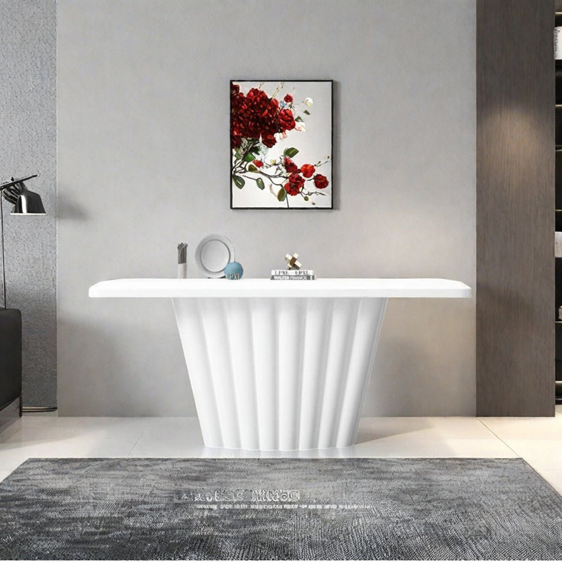 Console moderne minimaliste, H 35,43 po x l 55,12 po x P 15,75 po, Blanc