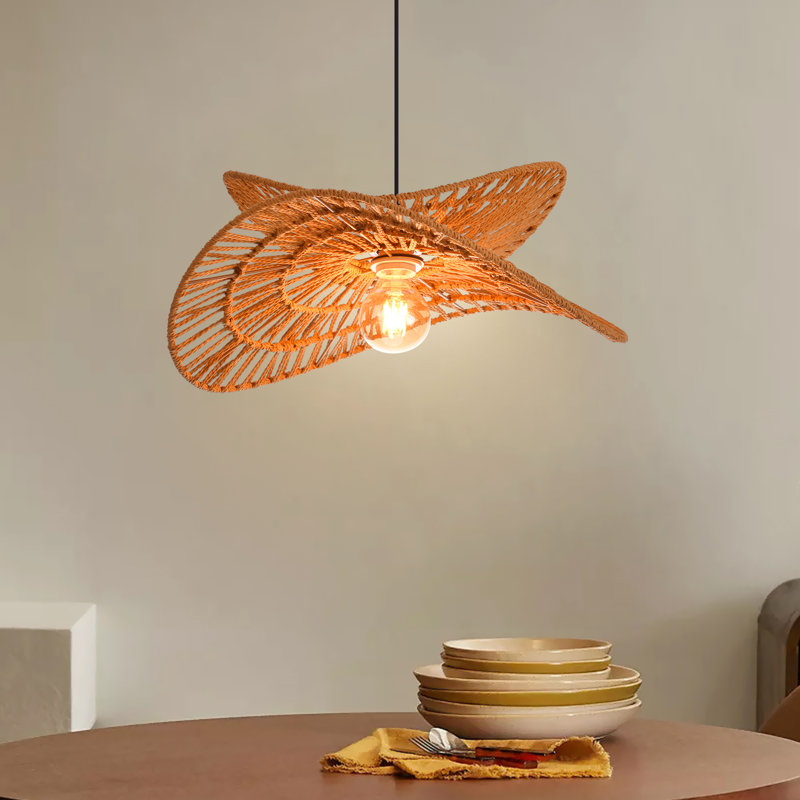Handwoven Rope Pendant Light for Living Rooms, Dining ,Bedrooms & Cafés, 8.66" H x 19.69" W x 19.69" D