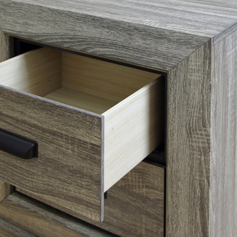 Table de chevet au fini gris vieilli
