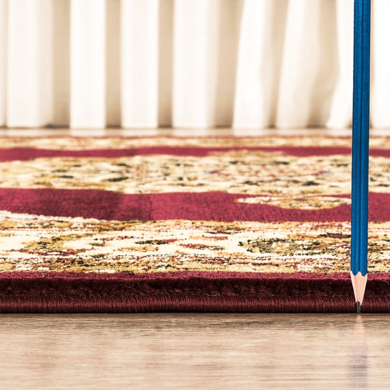 Rouge 24 po X 36 po, médaillon en polypropylène, artisanat classique pour la maison 3 avec motif médaillon saisissant et chambre à coucher au look intemporel