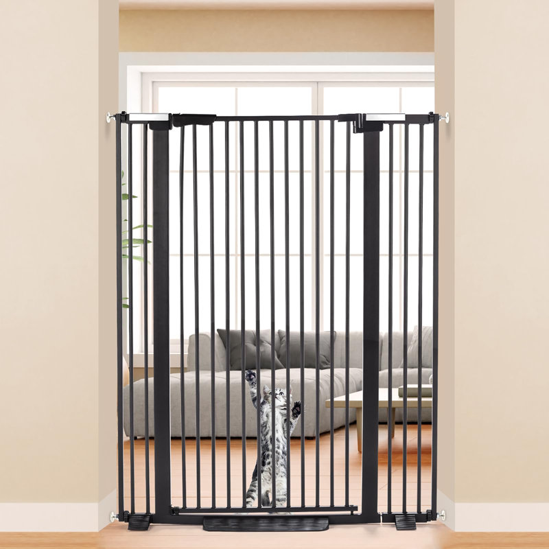 Barrière pour animaux 29 po à 40 po avec fermeture automatique et ensembles d'extension de 2,75 po et 5,5 po, Noir