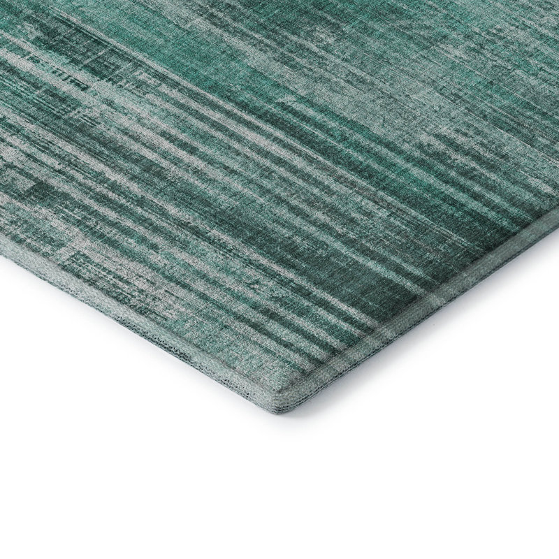 Red and Beige Striped Washable Synthetic Rug 46" x 30"