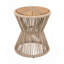 Table d'appoint d'extérieur, corde beige et finition en teck clair, hauteur 18,90 po, diamètre 16,14 po, design élégant en forme de sablier, résistant aux intempéries, pour patio, terrasse, jardin, balcon, style minimaliste moderne-1007508642-1007508640