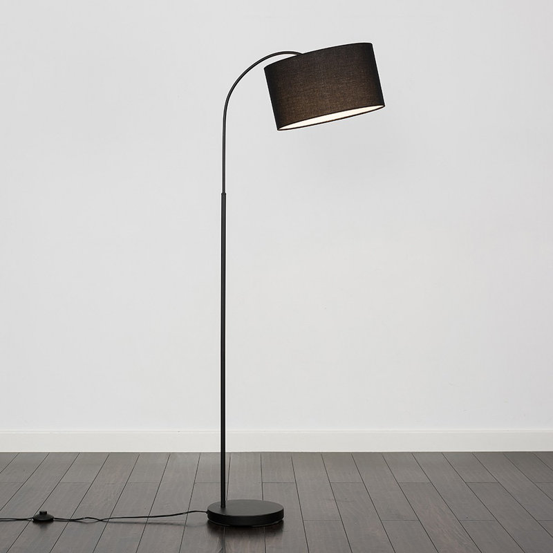 Domani 143cm Gloss Arched Floor Lamp, Black