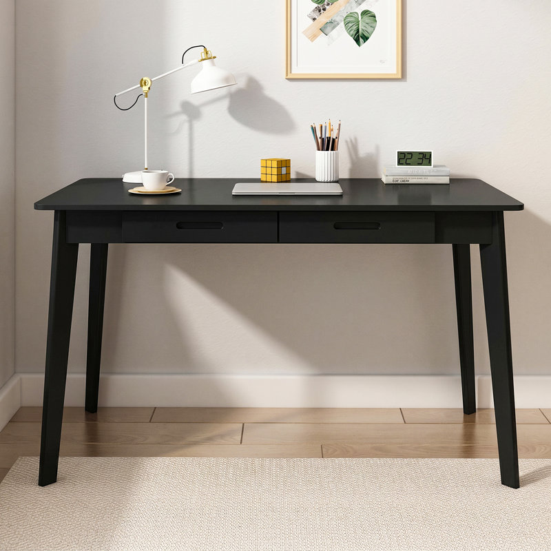Latwon Wooden Desk, 29.5" H x 47.2" W x 21.7" D, Black/Black