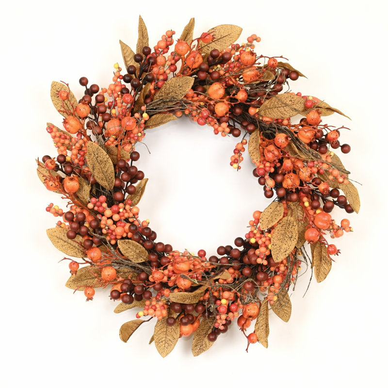 Couronne de 22 feuilles de baies artificielles